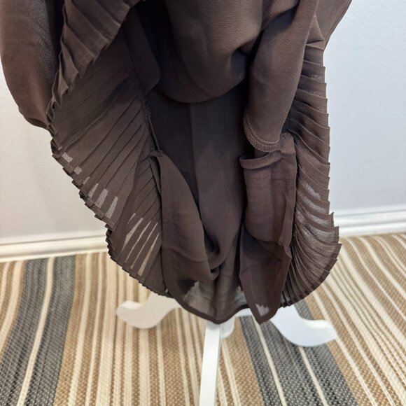 Reformation Suki Slip Midi Dress Pleated Ruffle Hem Sleeveless Brown Lined US 12 - Picture 6 of 11